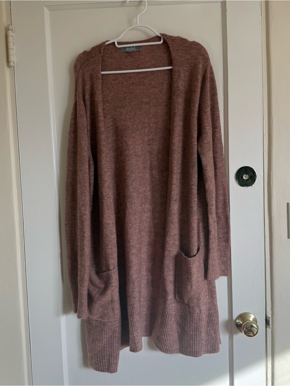 Marled Brown Cardigan Sweater Long Open Front